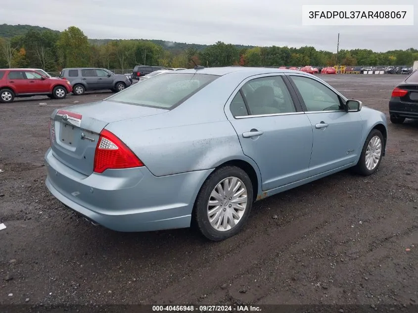 2010 Ford Fusion Hybrid VIN: 3FADP0L37AR408067 Lot: 40456948