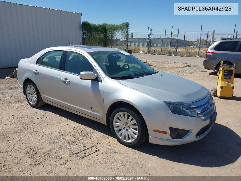 2010 Ford Fusion Hybrid VIN: 3FADP0L36AR429251 Lot: 40459535