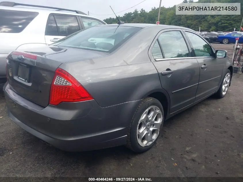 2010 Ford Fusion Se VIN: 3FAHP0HA1AR214580 Lot: 40464246