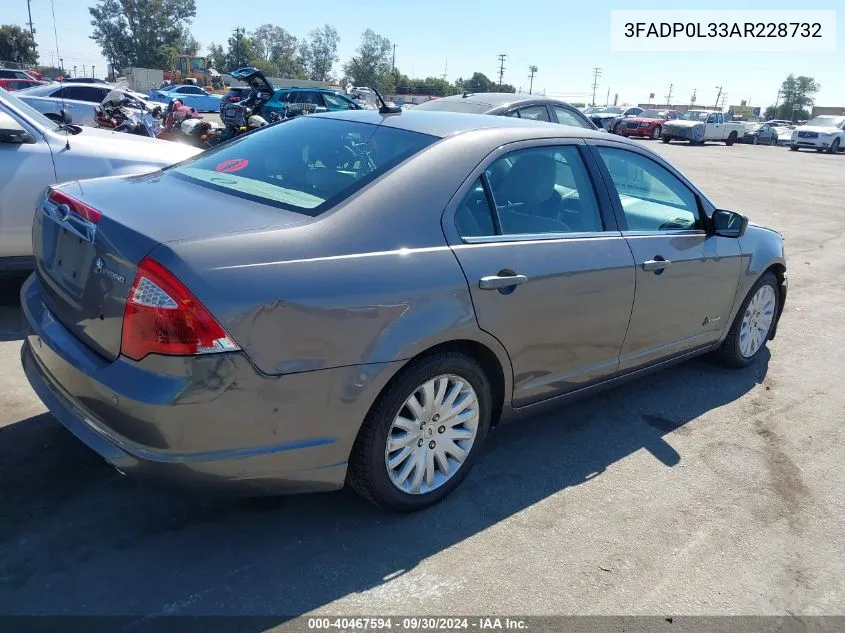 2010 Ford Fusion Hybrid Hybrid VIN: 3FADP0L33AR228732 Lot: 40467594