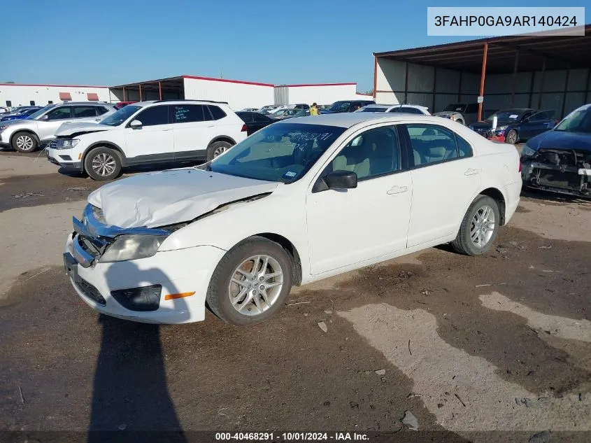 2010 Ford Fusion S VIN: 3FAHP0GA9AR140424 Lot: 40468291