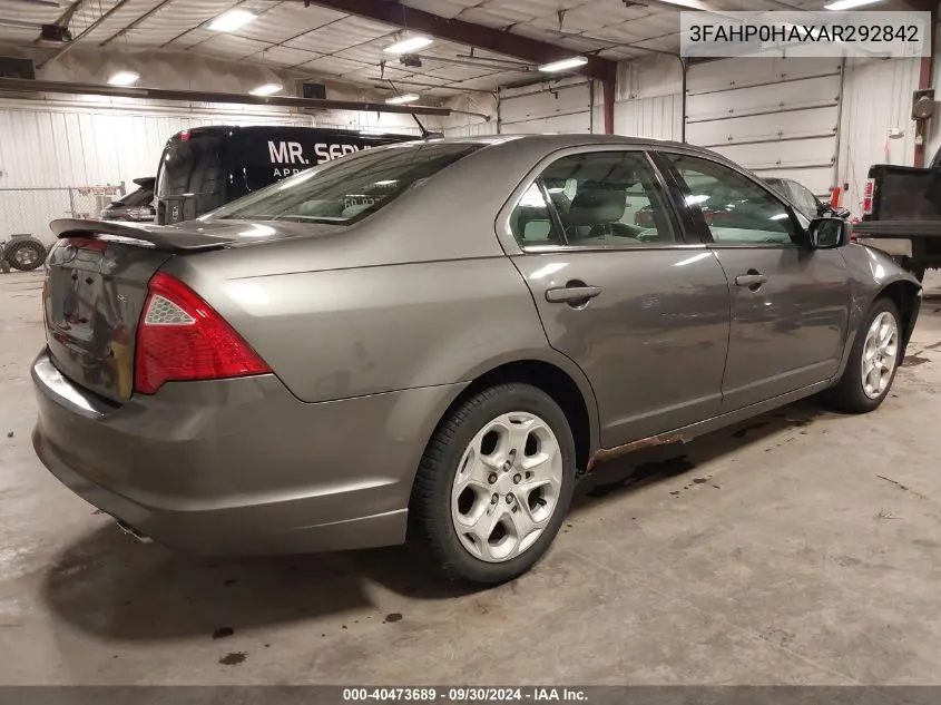 2010 Ford Fusion Se VIN: 3FAHP0HAXAR292842 Lot: 40473689