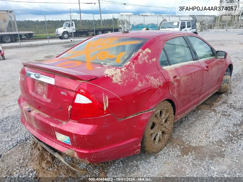 2010 Ford Fusion Sel VIN: 3FAHP0JA4AR374057 Lot: 40494022