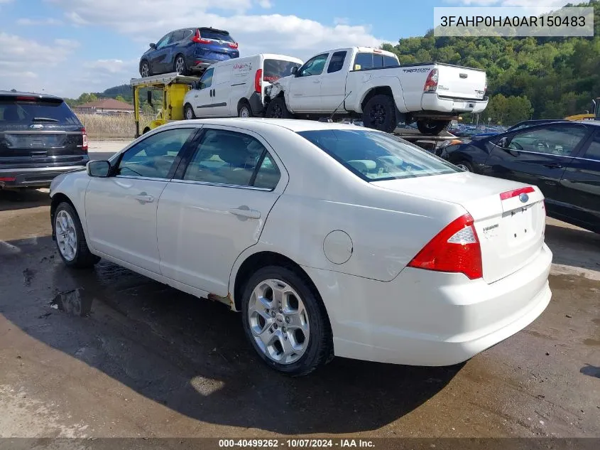 2010 Ford Fusion Se VIN: 3FAHP0HA0AR150483 Lot: 40499262