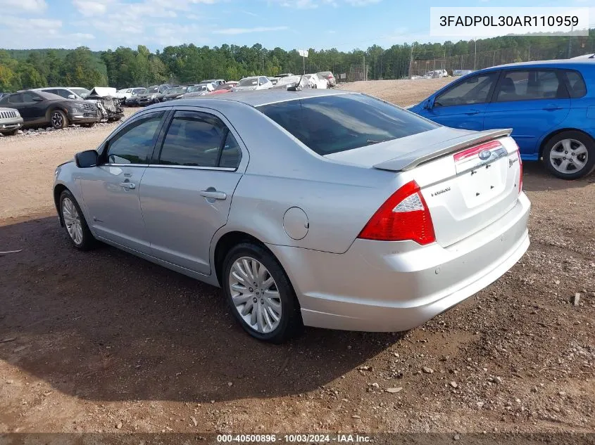 2010 Ford Fusion Hybrid VIN: 3FADP0L30AR110959 Lot: 40500896