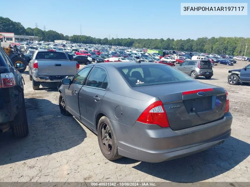 2010 Ford Fusion Se VIN: 3FAHP0HA1AR197117 Lot: 40531342