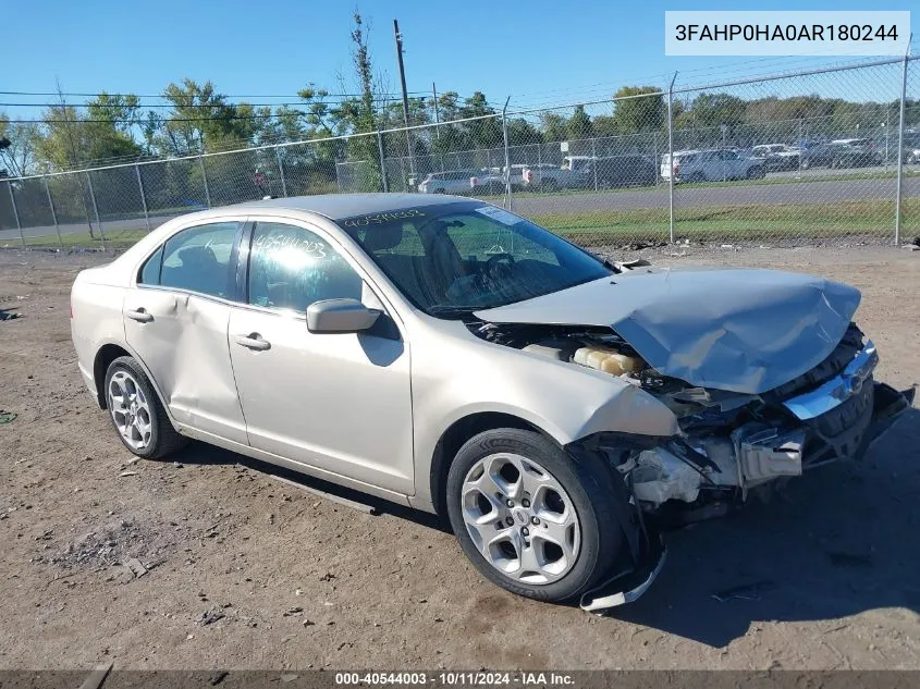 2010 Ford Fusion Se VIN: 3FAHP0HA0AR180244 Lot: 40544003