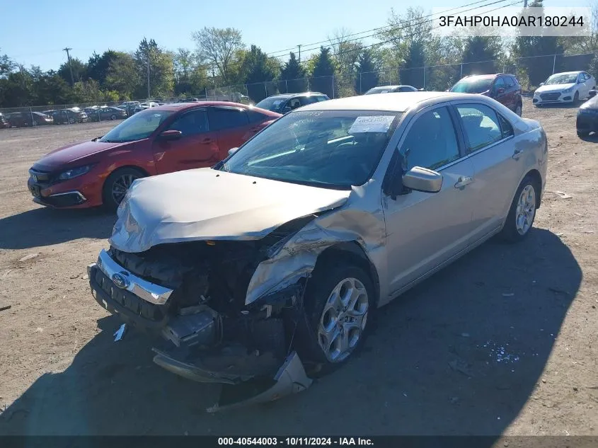 2010 Ford Fusion Se VIN: 3FAHP0HA0AR180244 Lot: 40544003