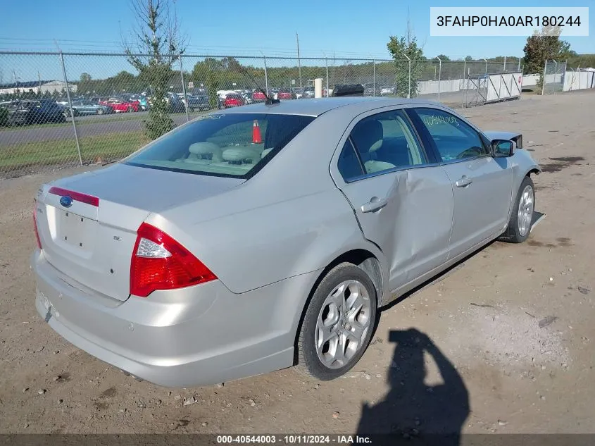 2010 Ford Fusion Se VIN: 3FAHP0HA0AR180244 Lot: 40544003