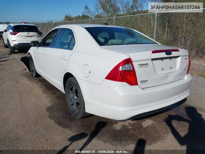 2010 Ford Fusion Se VIN: 3FAHP0HA5AR157266 Lot: 40545175