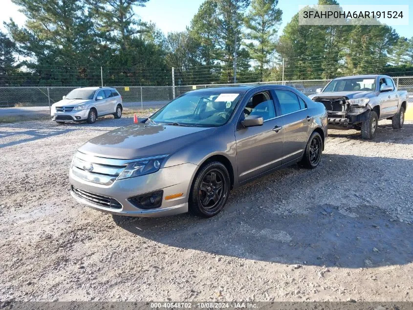 2010 Ford Fusion Se VIN: 3FAHP0HA6AR191524 Lot: 40548702