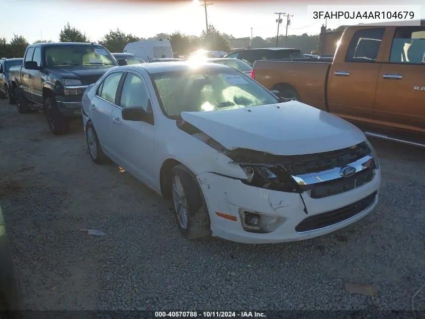 2010 Ford Fusion Sel VIN: 3FAHP0JA4AR104679 Lot: 40570788