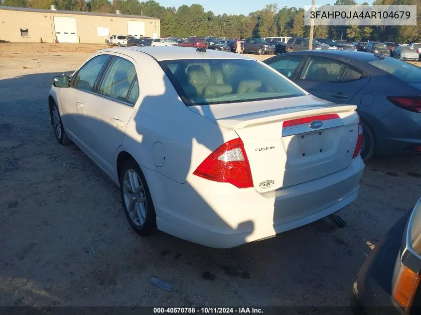 2010 Ford Fusion Sel VIN: 3FAHP0JA4AR104679 Lot: 40570788