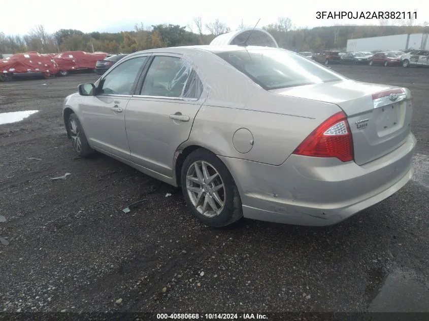 2010 Ford Fusion Sel VIN: 3FAHP0JA2AR382111 Lot: 40580668