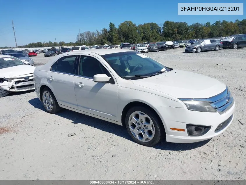 2010 Ford Fusion Se VIN: 3FAHP0HG0AR213201 Lot: 40630434