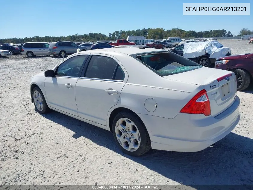 2010 Ford Fusion Se VIN: 3FAHP0HG0AR213201 Lot: 40630434