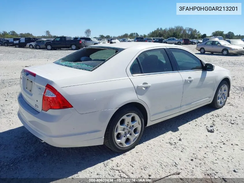 2010 Ford Fusion Se VIN: 3FAHP0HG0AR213201 Lot: 40630434