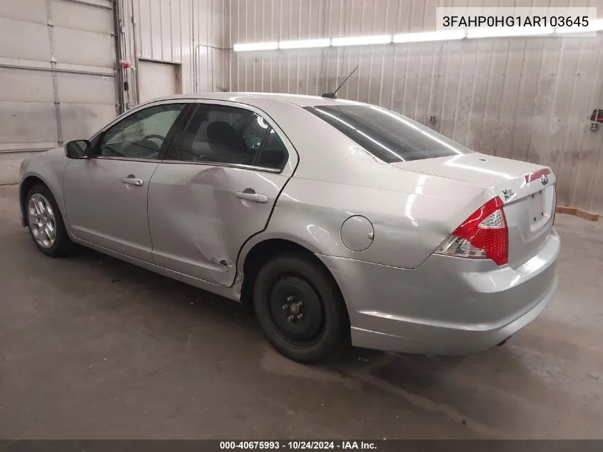 2010 Ford Fusion Se VIN: 3FAHP0HG1AR103645 Lot: 40675993