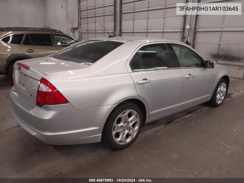 2010 Ford Fusion Se VIN: 3FAHP0HG1AR103645 Lot: 40675993