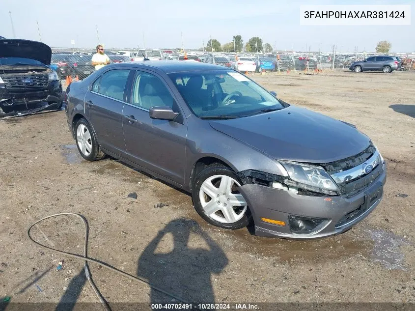 2010 Ford Fusion Se VIN: 3FAHP0HAXAR381424 Lot: 40702491