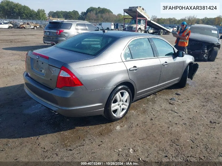 2010 Ford Fusion Se VIN: 3FAHP0HAXAR381424 Lot: 40702491