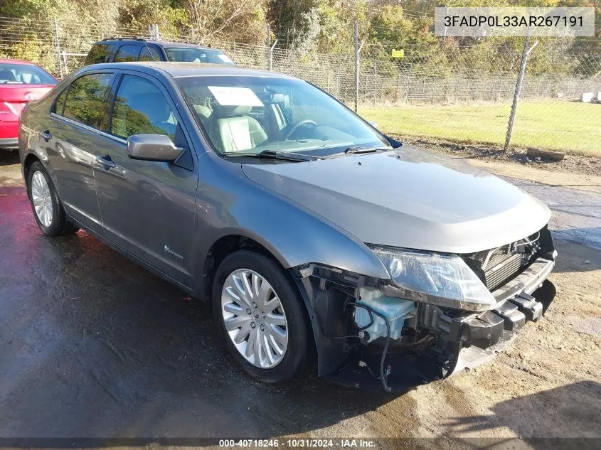 2010 Ford Fusion Hybrid VIN: 3FADP0L33AR267191 Lot: 40718246