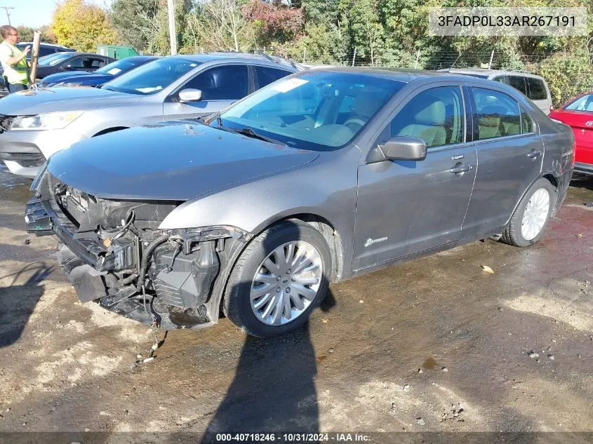 2010 Ford Fusion Hybrid VIN: 3FADP0L33AR267191 Lot: 40718246