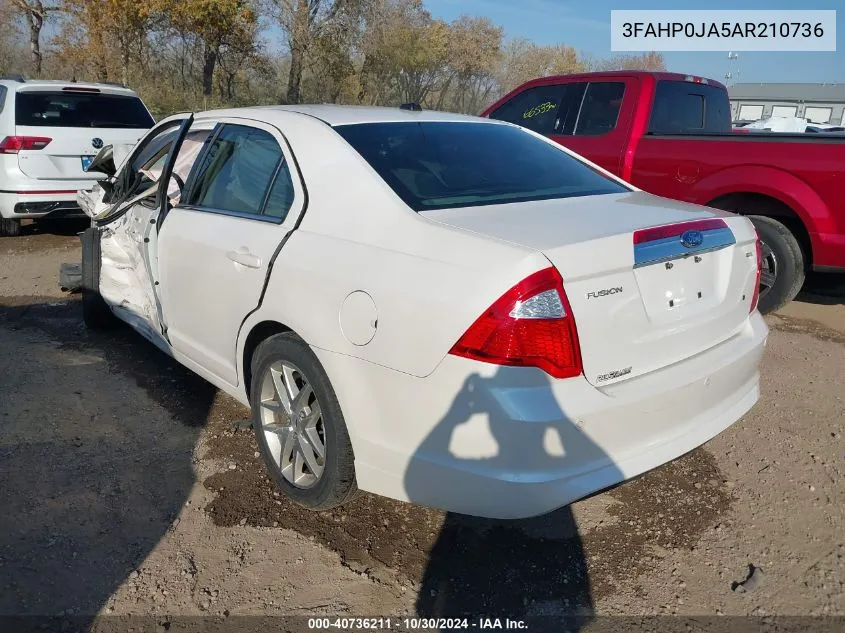 2010 Ford Fusion Sel VIN: 3FAHP0JA5AR210736 Lot: 40736211