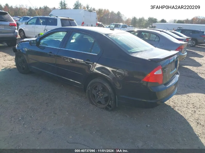 2010 Ford Fusion Se VIN: 3FAHP0HA2AR220209 Lot: 40737095