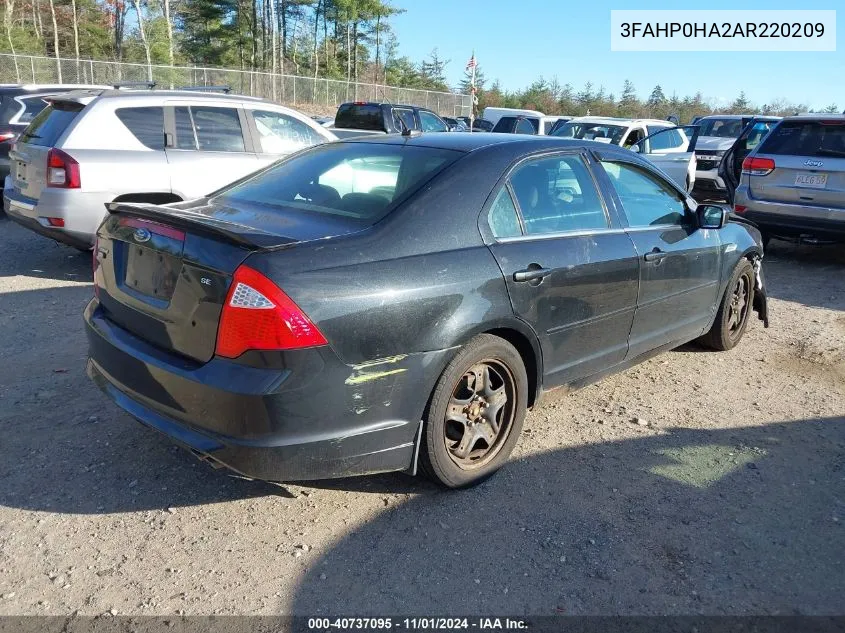 2010 Ford Fusion Se VIN: 3FAHP0HA2AR220209 Lot: 40737095