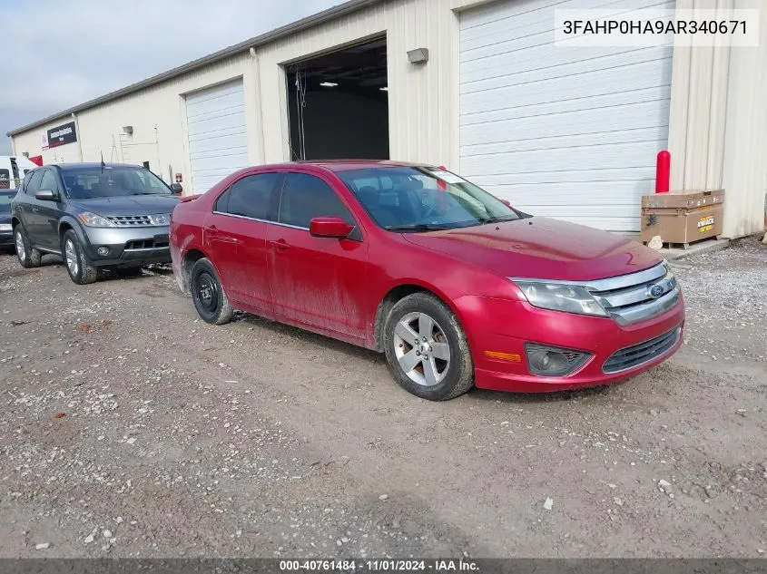 2010 Ford Fusion Se VIN: 3FAHP0HA9AR340671 Lot: 40761484