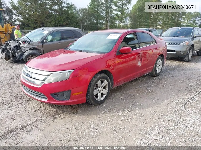 2010 Ford Fusion Se VIN: 3FAHP0HA9AR340671 Lot: 40761484