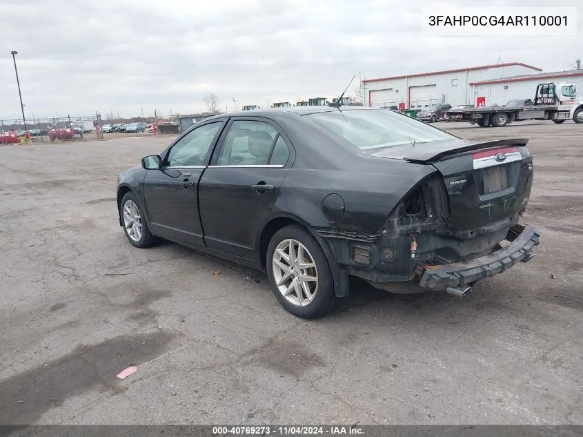 2010 Ford Fusion Sel VIN: 3FAHP0CG4AR110001 Lot: 40769273