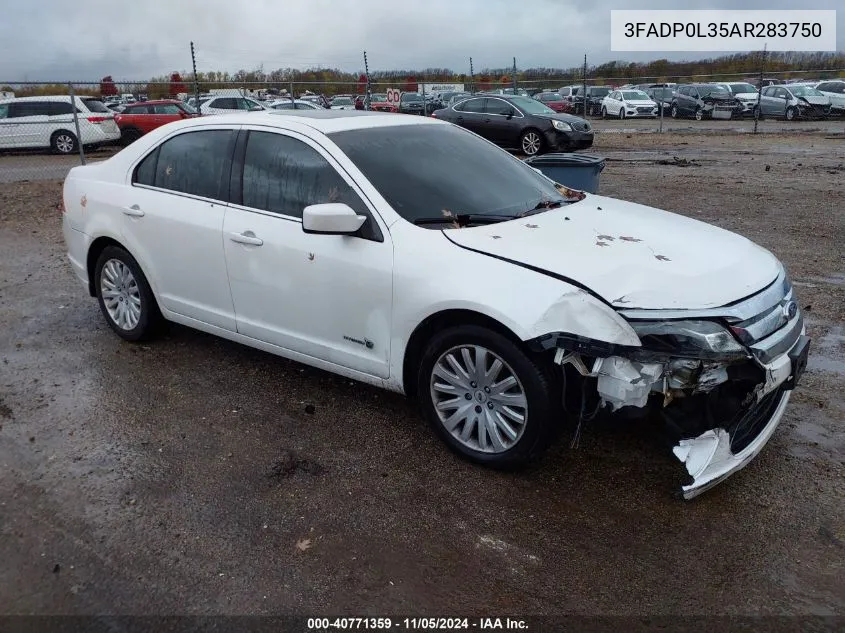 2010 Ford Fusion Hybrid VIN: 3FADP0L35AR283750 Lot: 40771359