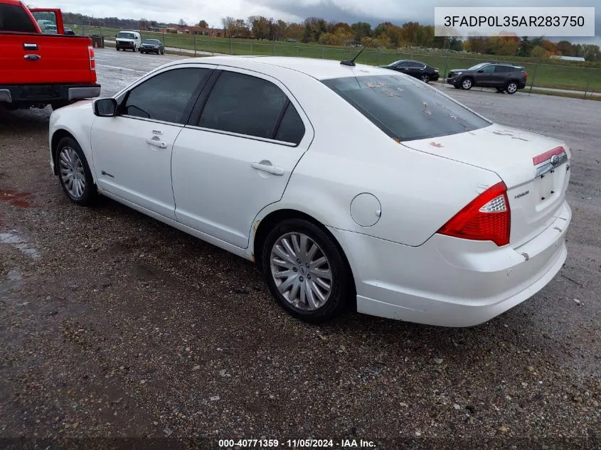 2010 Ford Fusion Hybrid VIN: 3FADP0L35AR283750 Lot: 40771359