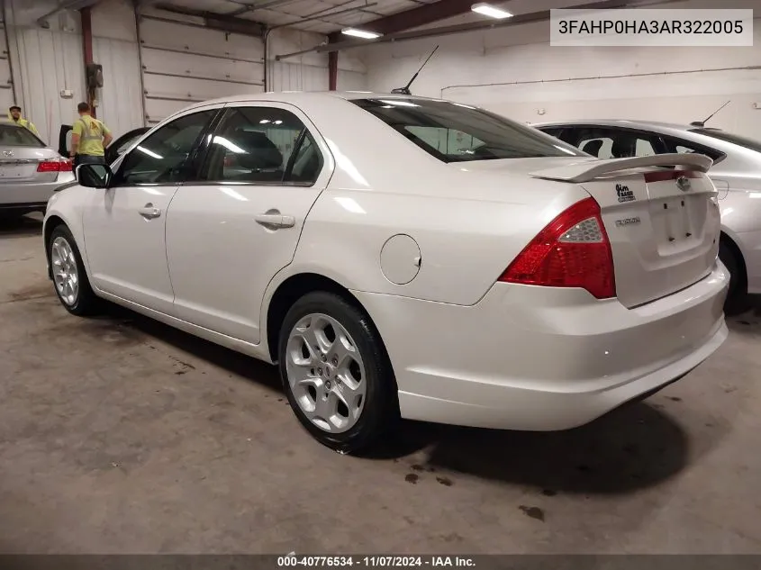 2010 Ford Fusion Se VIN: 3FAHP0HA3AR322005 Lot: 40776534