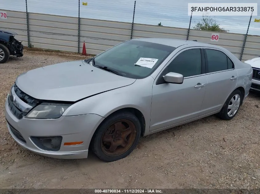 2010 Ford Fusion Se VIN: 3FAHP0HG6AR333875 Lot: 40790834