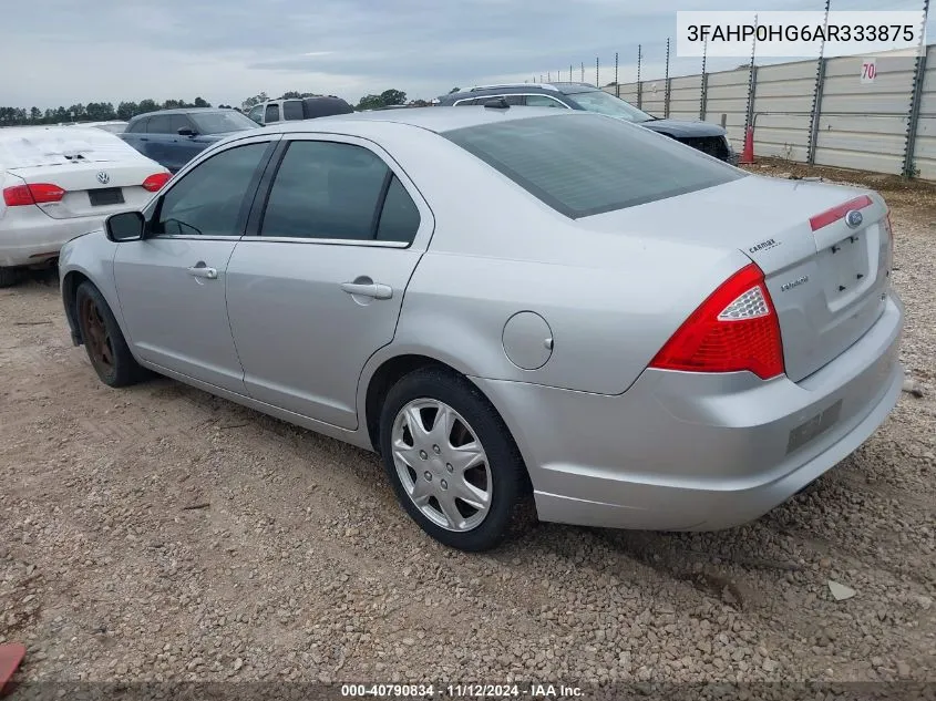 2010 Ford Fusion Se VIN: 3FAHP0HG6AR333875 Lot: 40790834