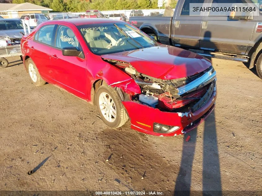 2010 Ford Fusion S VIN: 3FAHP0GA9AR115684 Lot: 40810426