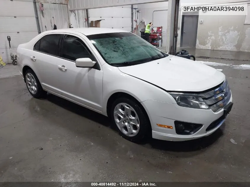 2010 Ford Fusion Se VIN: 3FAHP0HA0AR394098 Lot: 40814492