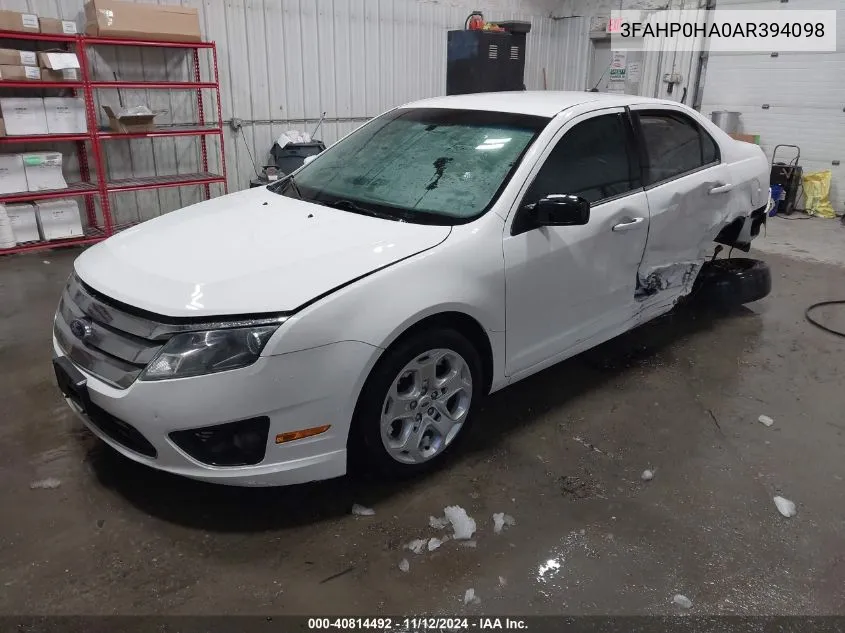 2010 Ford Fusion Se VIN: 3FAHP0HA0AR394098 Lot: 40814492