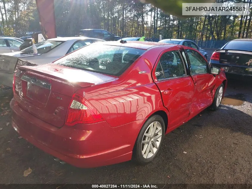 2010 Ford Fusion Sel VIN: 3FAHP0JA1AR245581 Lot: 40827284