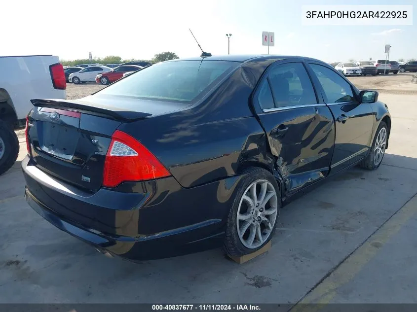 2010 Ford Fusion Se VIN: 3FAHP0HG2AR422925 Lot: 40837677