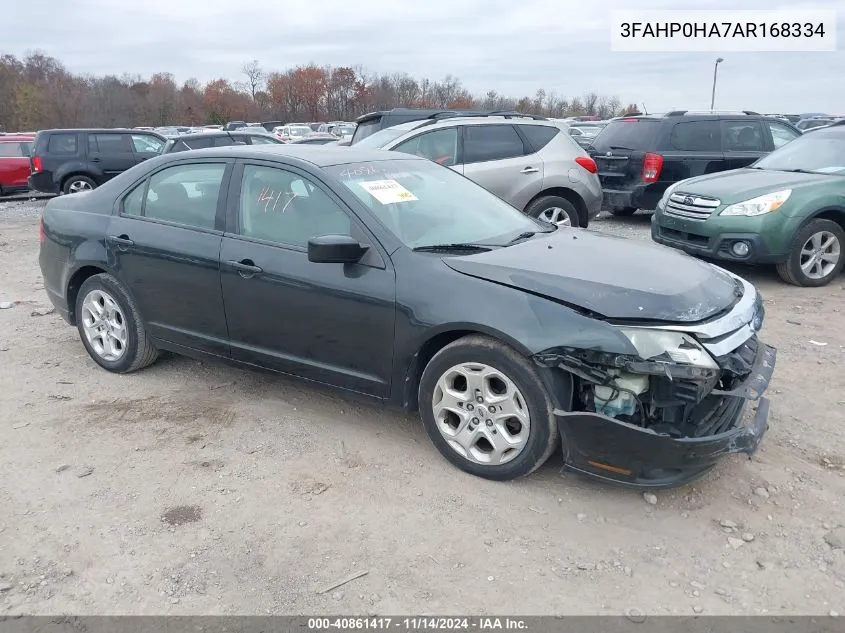 2010 Ford Fusion Se VIN: 3FAHP0HA7AR168334 Lot: 40861417