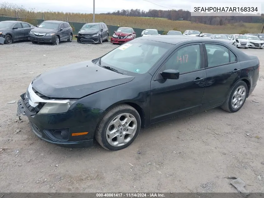 2010 Ford Fusion Se VIN: 3FAHP0HA7AR168334 Lot: 40861417