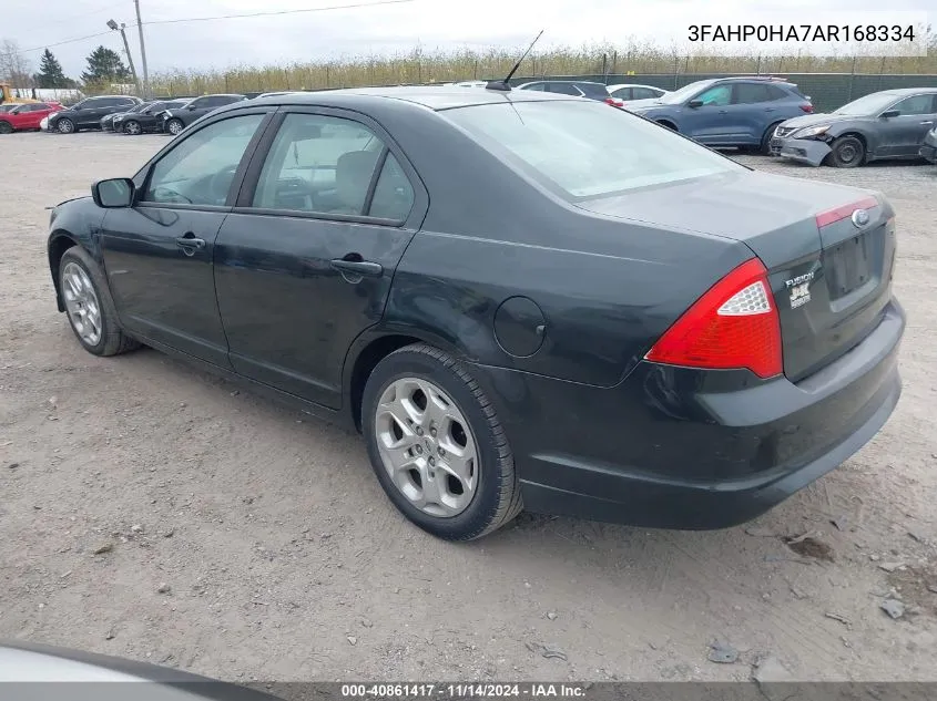 2010 Ford Fusion Se VIN: 3FAHP0HA7AR168334 Lot: 40861417