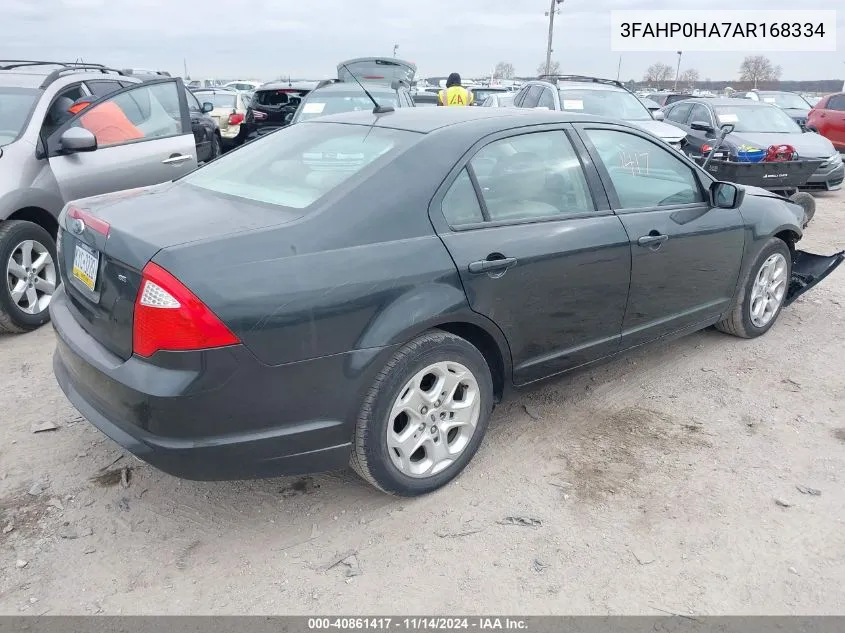 2010 Ford Fusion Se VIN: 3FAHP0HA7AR168334 Lot: 40861417