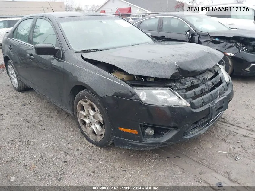 2010 Ford Fusion Se VIN: 3FAHP0HA6AR112126 Lot: 40868167