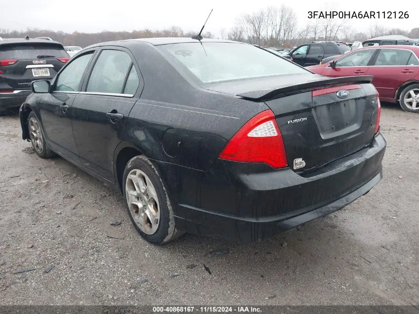 2010 Ford Fusion Se VIN: 3FAHP0HA6AR112126 Lot: 40868167