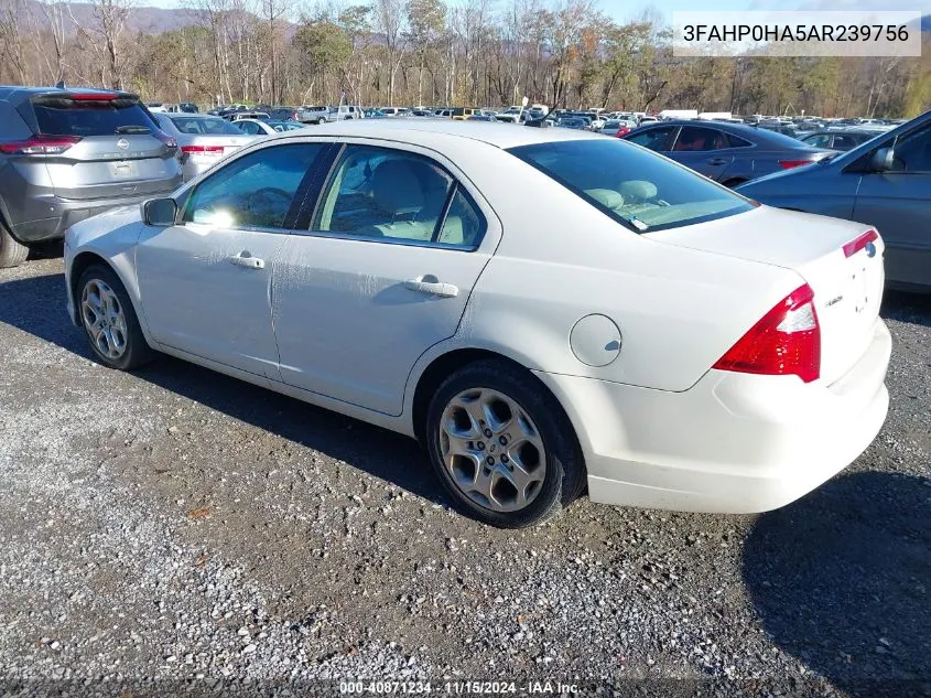 2010 Ford Fusion Se VIN: 3FAHP0HA5AR239756 Lot: 40871234